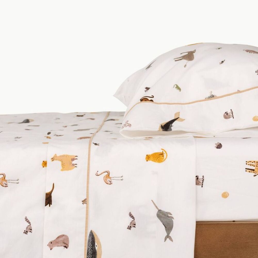 Open Box - Gathre -  Menagerie Zoo Animals Sheet Set Full Multicolored